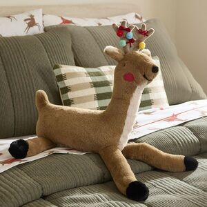 West Elm Light-Up Reindeer Pillow BNWT